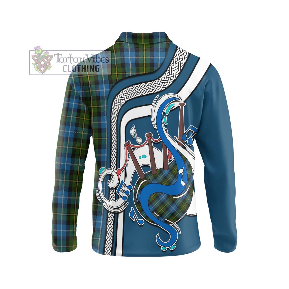 Tartan Vibes Clothing MacNeil of Barra Tartan Long Sleeve Polo Shirt with Epic Bagpipe Style