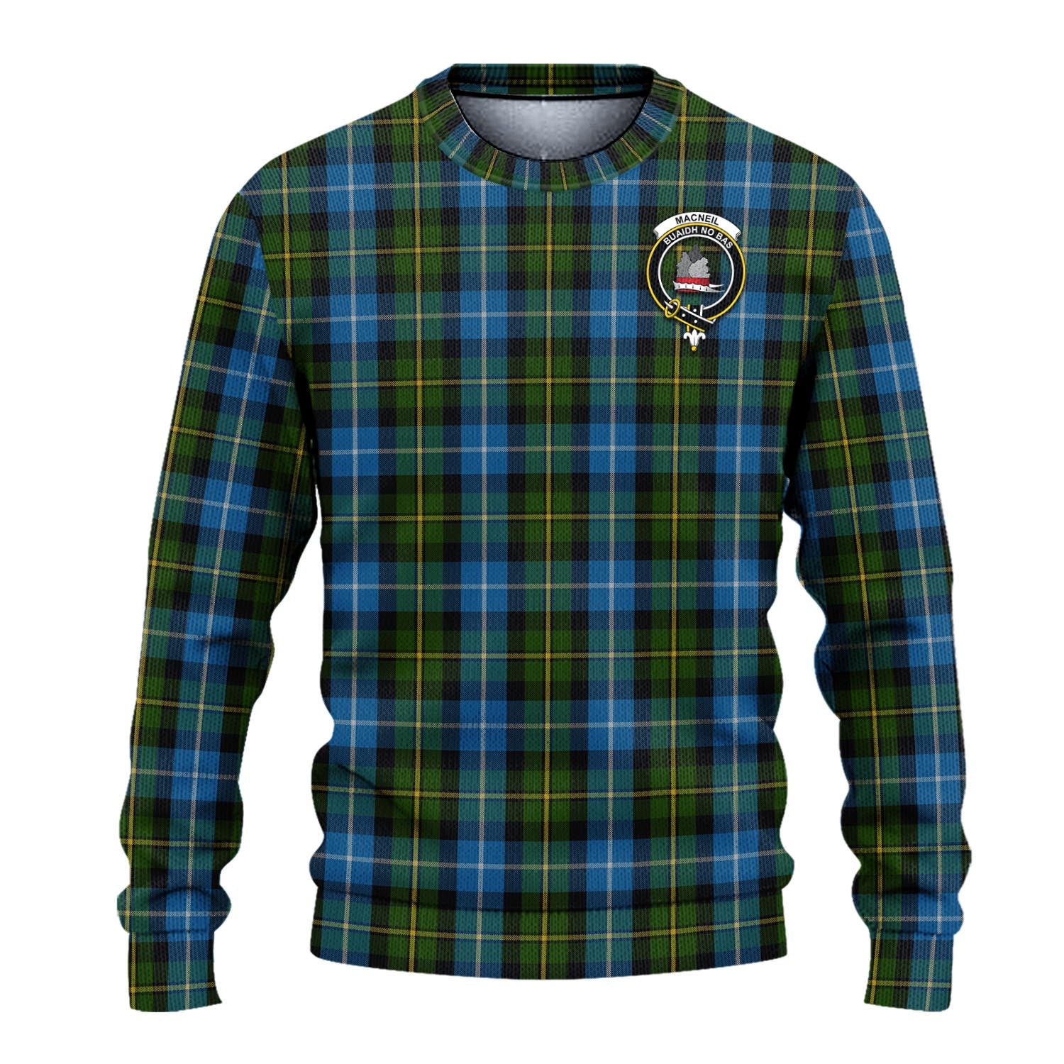 MacNeil of Barra Tartan Knitted Sweater with Family Crest - Tartanvibesclothing