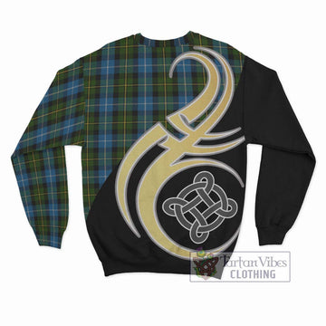 MacNeil of Barra Tartan Sweatshirt with Family Crest and Celtic Symbol Style