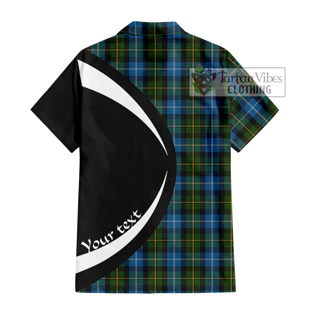 MacNeil of Barra Tartan Short Sleeve Button Up with Family Crest Circle Style - Tartan Vibes Clothing