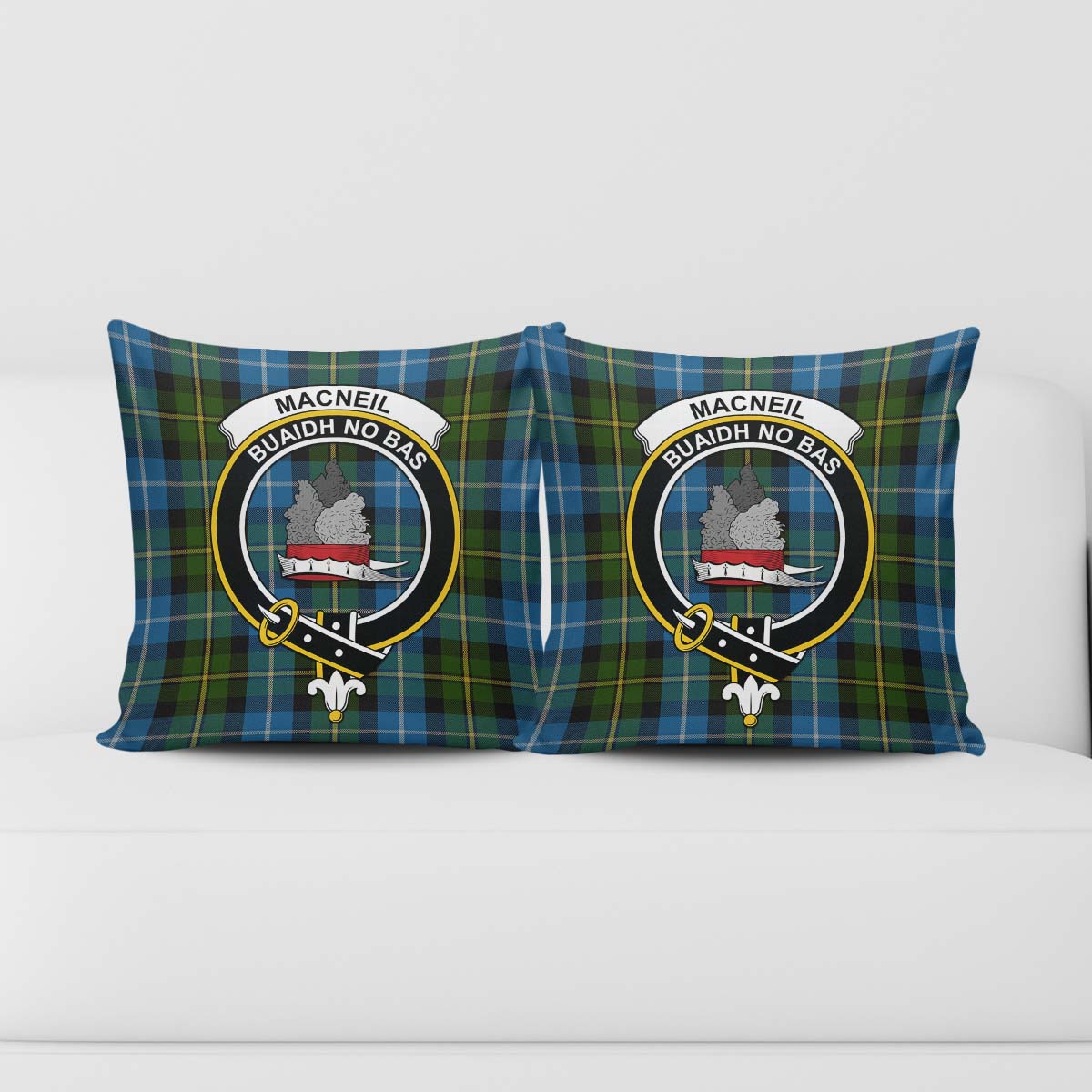 MacNeil of Barra Tartan Pillow Cover with Family Crest - Tartanvibesclothing