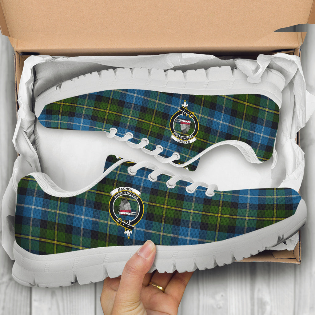 MacNeil of Barra Tartan Sneakers with Family Crest - Tartan Vibes Clothing