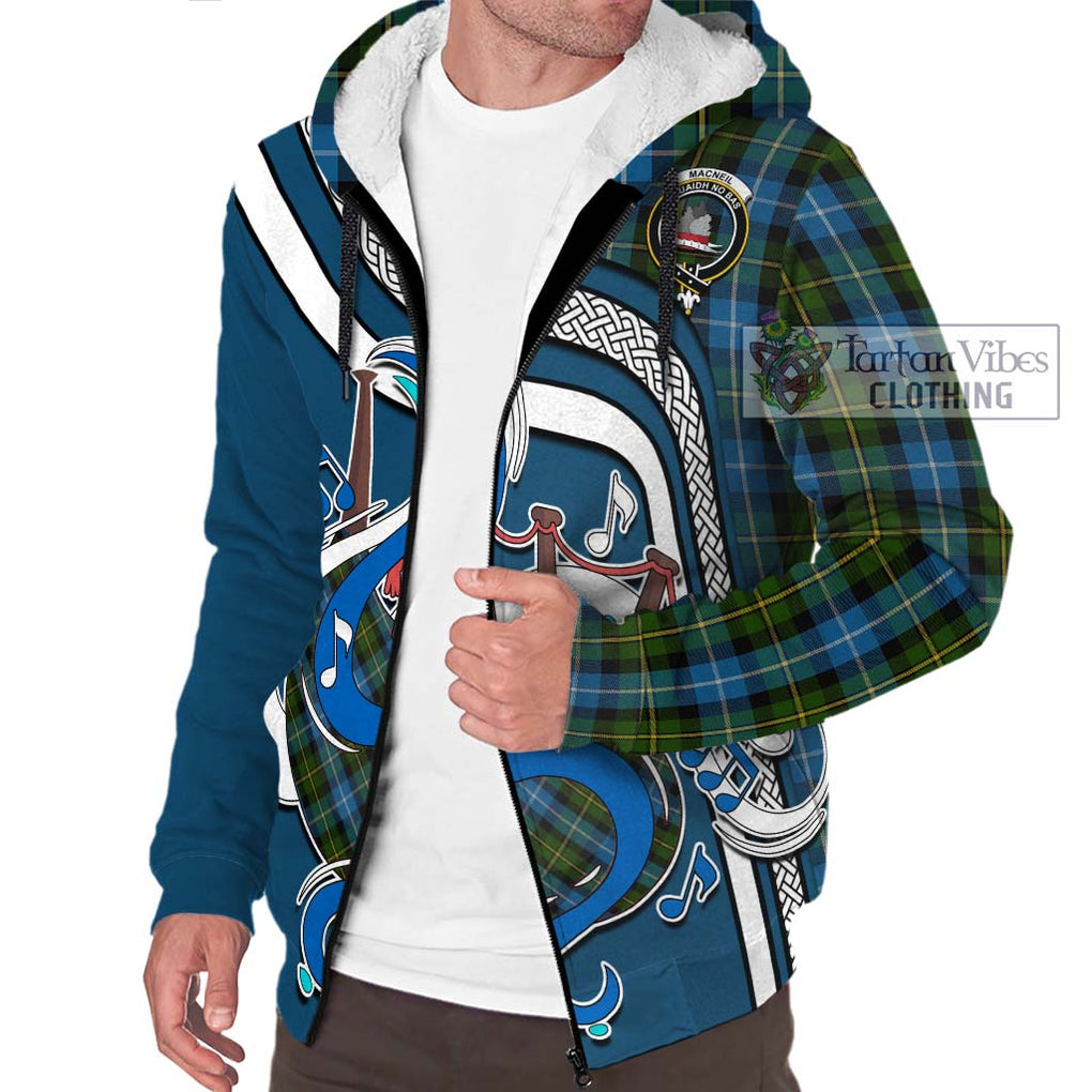 MacNeil of Barra Tartan Sherpa Hoodie with Epic Bagpipe Style Unisex - Tartanvibesclothing Shop