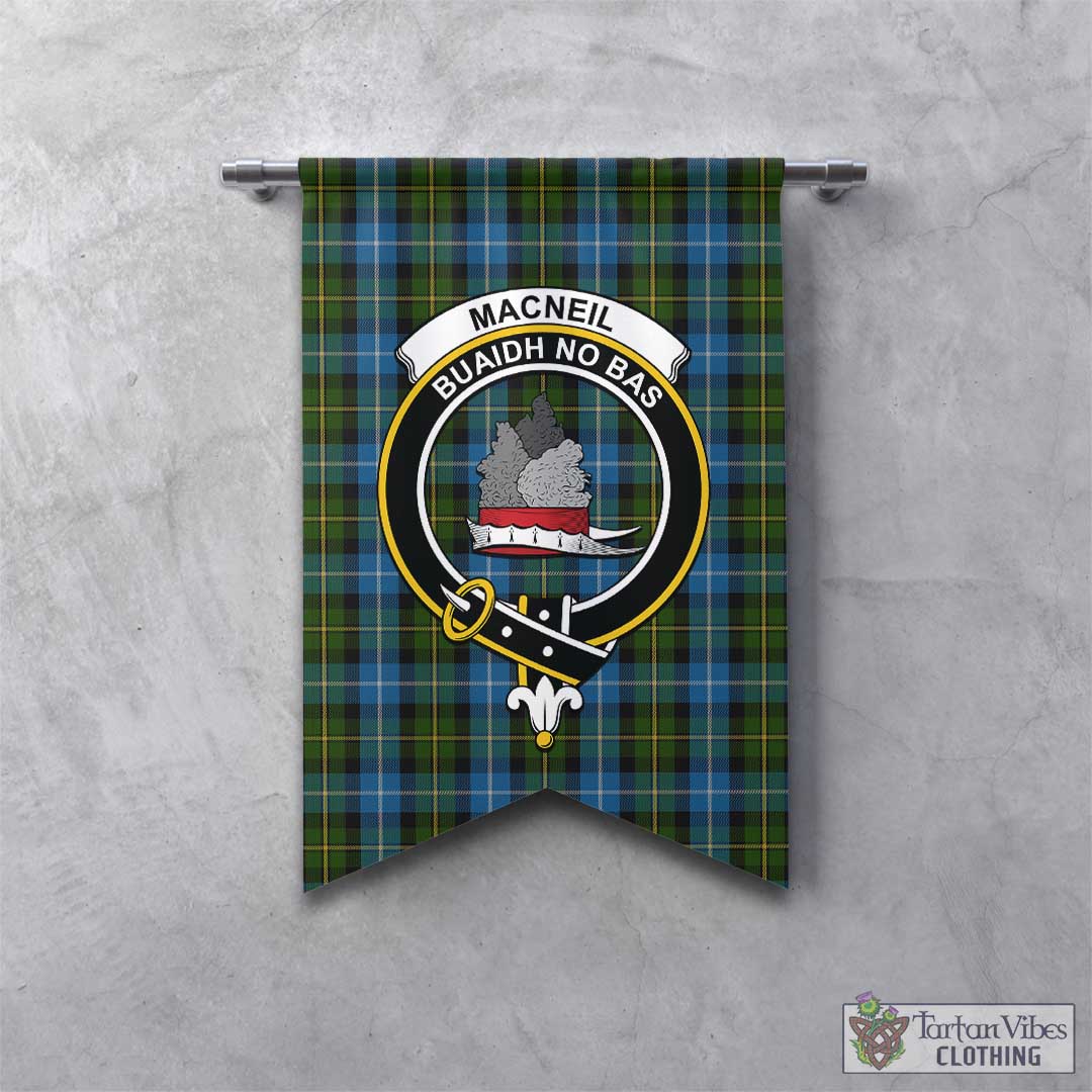 Tartan Vibes Clothing MacNeil of Barra Tartan Gonfalon, Tartan Banner with Family Crest