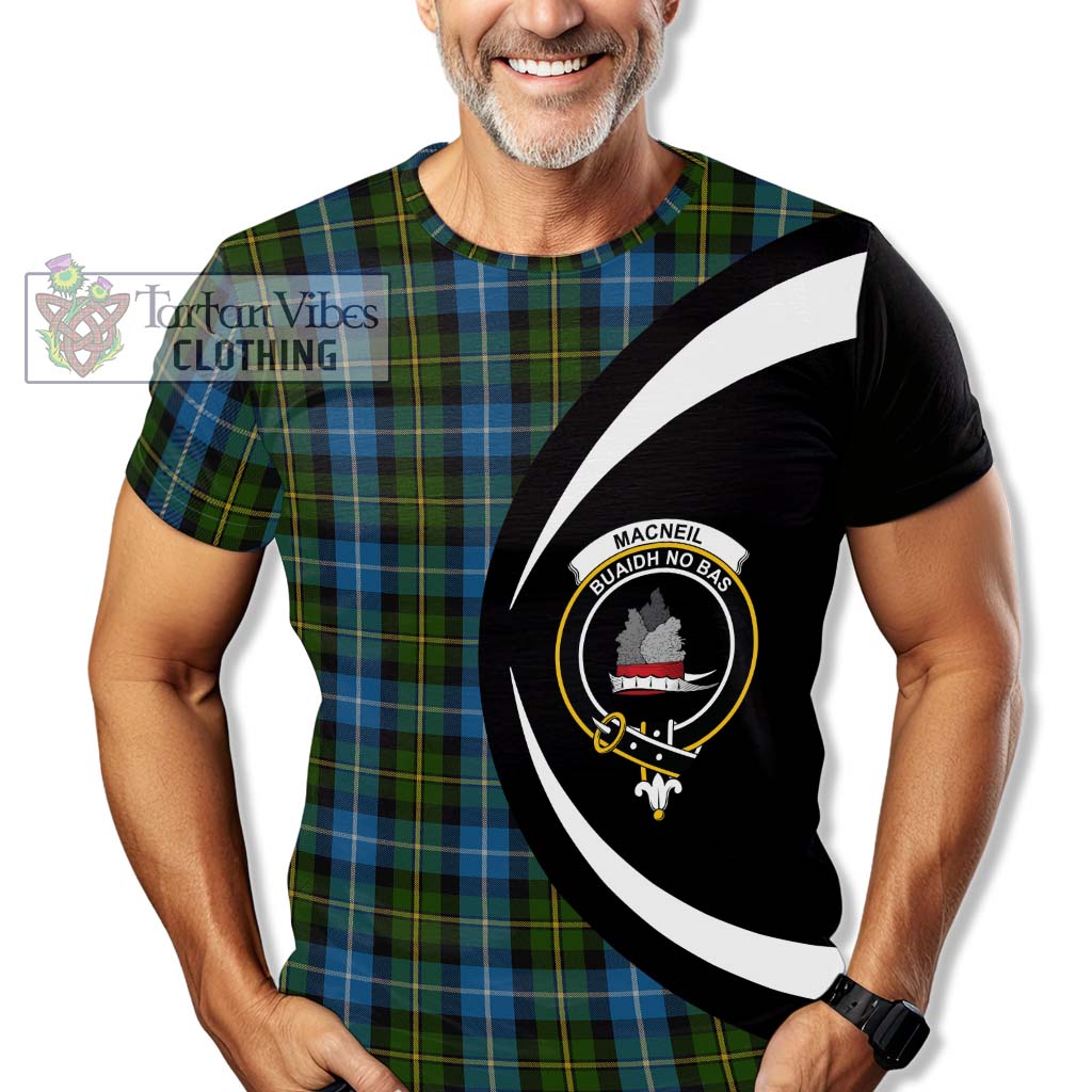 Tartan Vibes Clothing MacNeil of Barra Tartan T-Shirt with Family Crest Circle Style