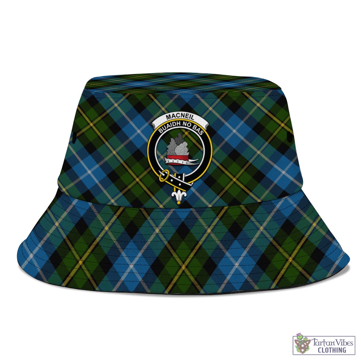 Tartan Vibes Clothing MacNeil of Barra Tartan Bucket Hat with Family Crest