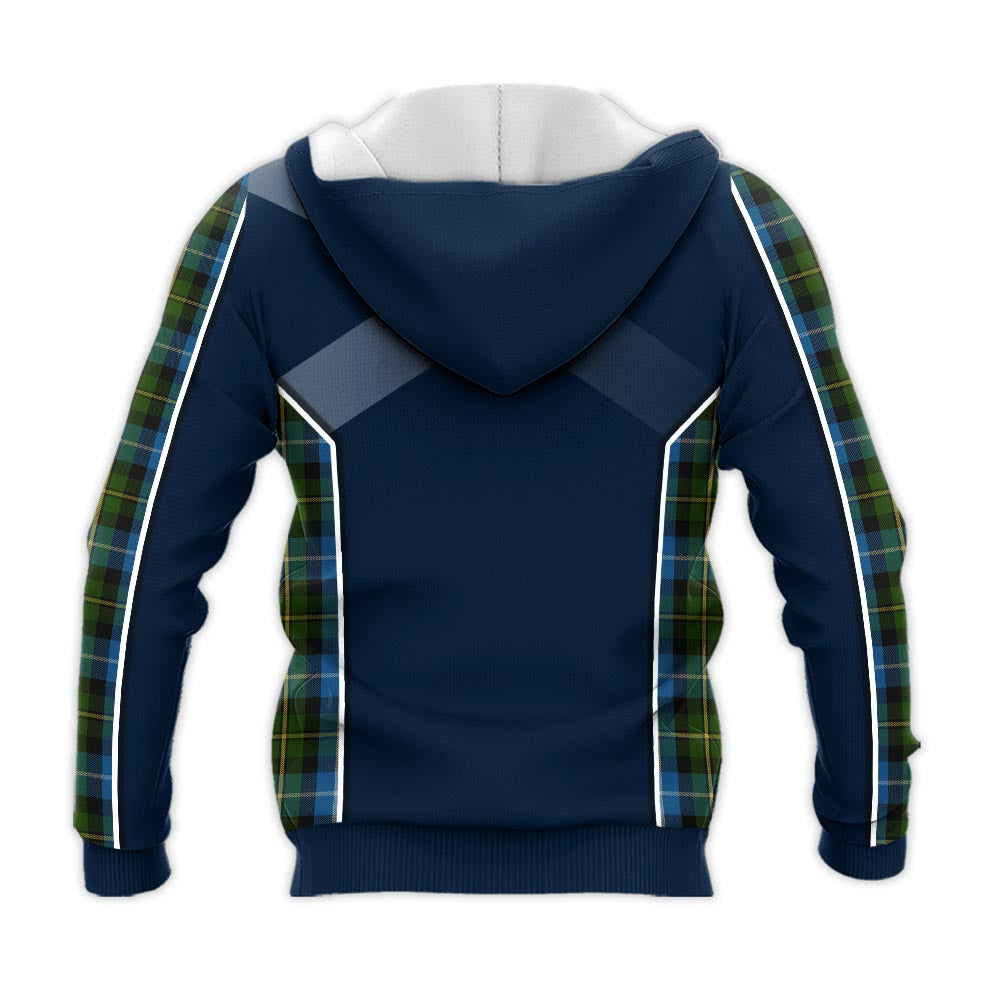 Tartan Vibes Clothing MacNeil of Barra Tartan Knitted Hoodie with Family Crest and Scottish Thistle Vibes Sport Style