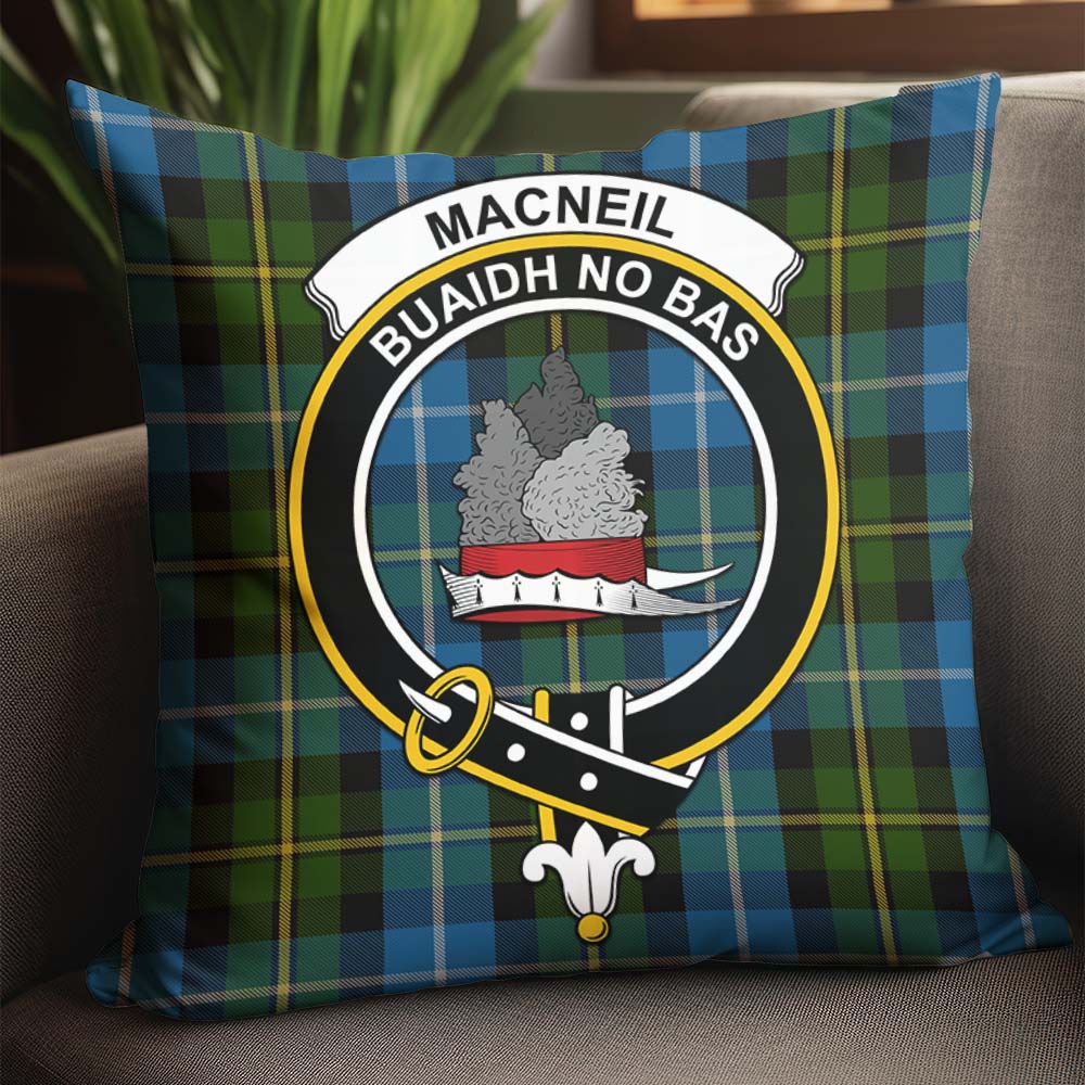 MacNeil of Barra Tartan Pillow Cover with Family Crest - Tartanvibesclothing