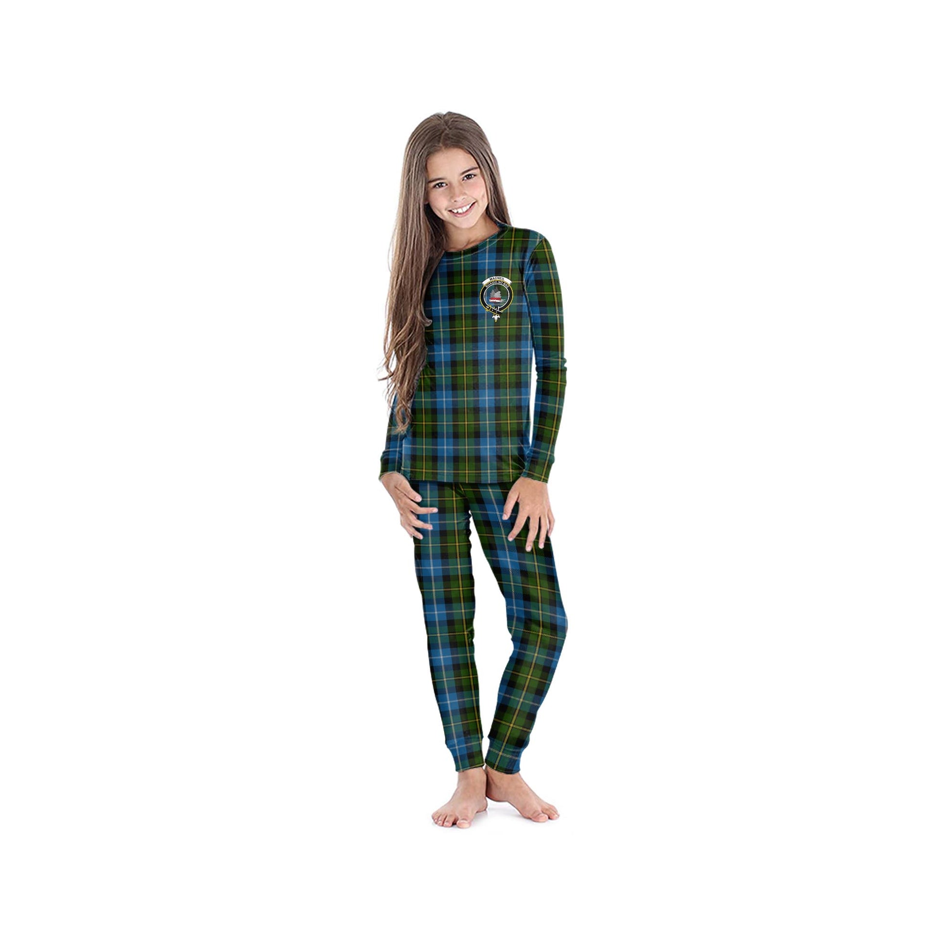 MacNeil of Barra Tartan Pajamas Family Set with Family Crest - Tartanvibesclothing