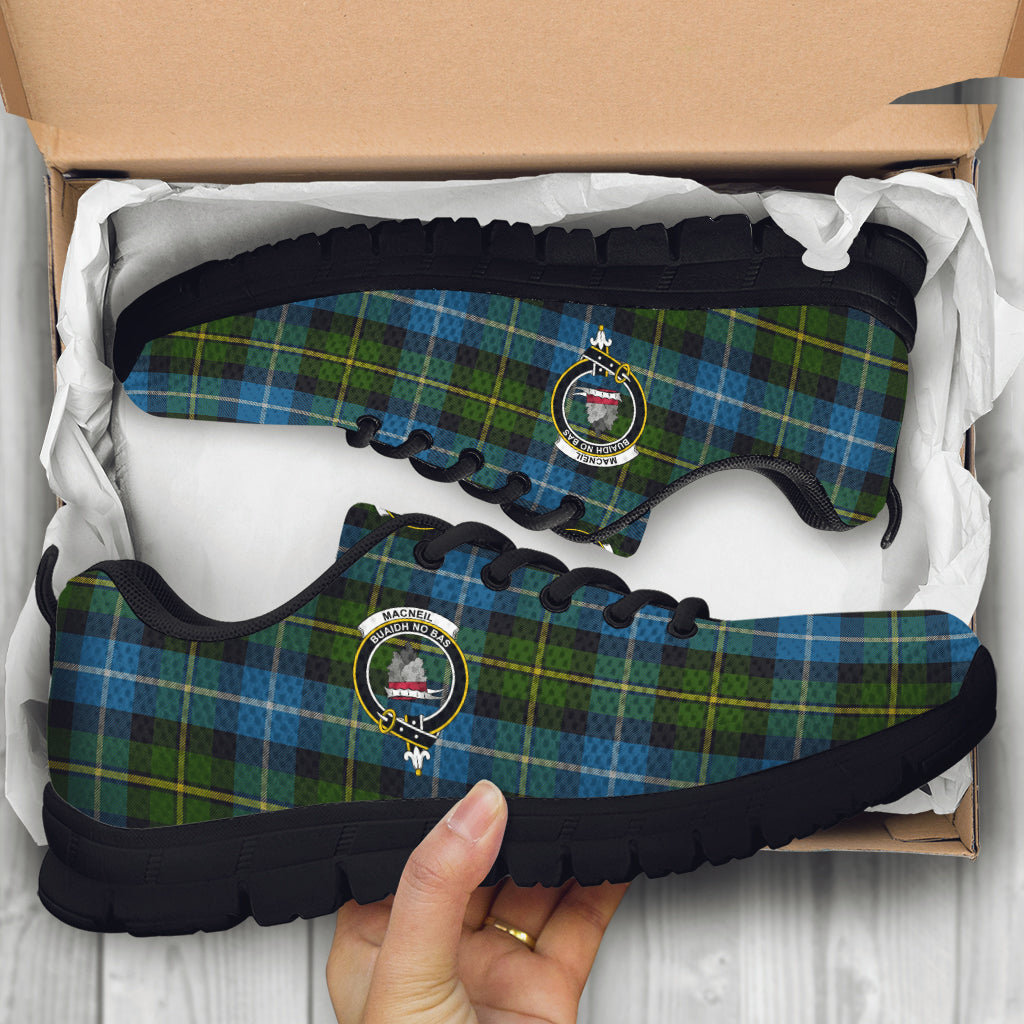 MacNeil of Barra Tartan Sneakers with Family Crest - Tartan Vibes Clothing