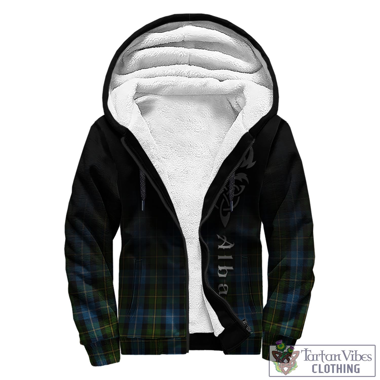 Tartan Vibes Clothing MacNeil of Barra Tartan Sherpa Hoodie Featuring Alba Gu Brath Family Crest Celtic Inspired