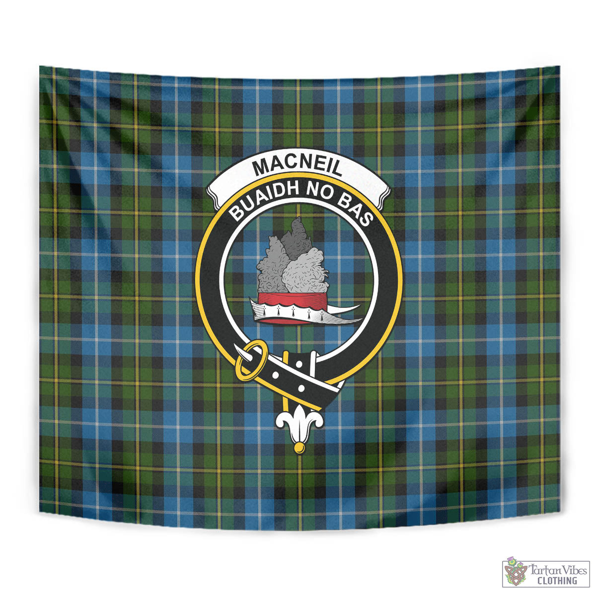 Tartan Vibes Clothing MacNeil of Barra Tartan Tapestry Wall Hanging and Home Decor for Room with Family Crest