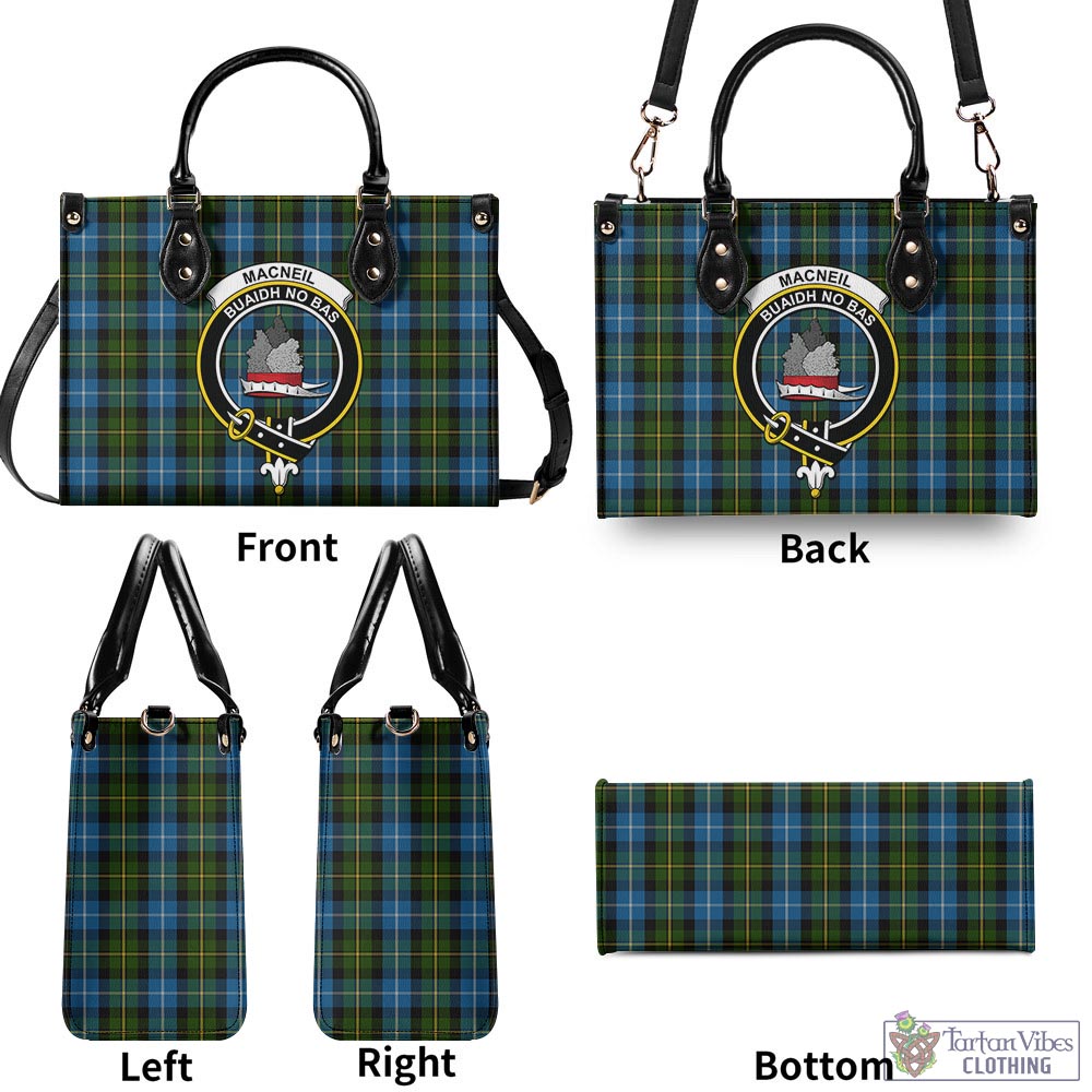 Tartan Vibes Clothing MacNeil of Barra Tartan Luxury Leather Handbags with Family Crest