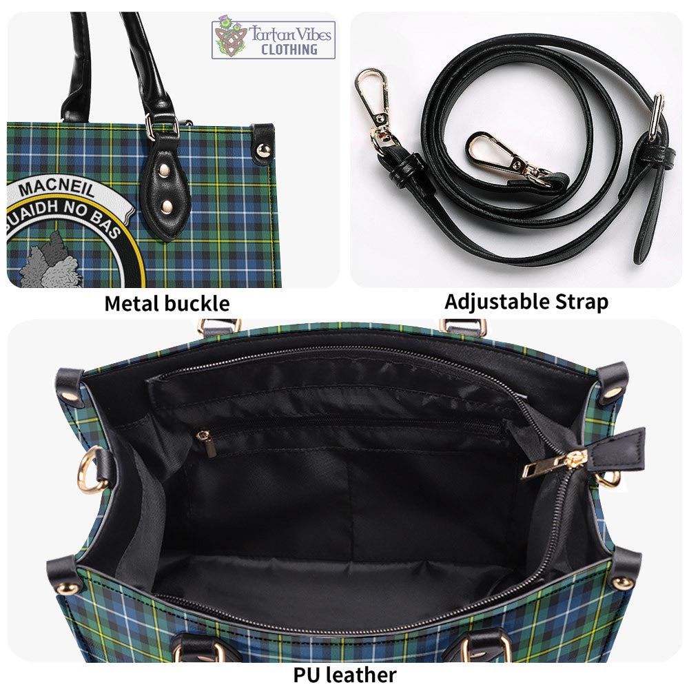 Tartan Vibes Clothing MacNeil of Barra Ancient Tartan Luxury Leather Handbags with Family Crest