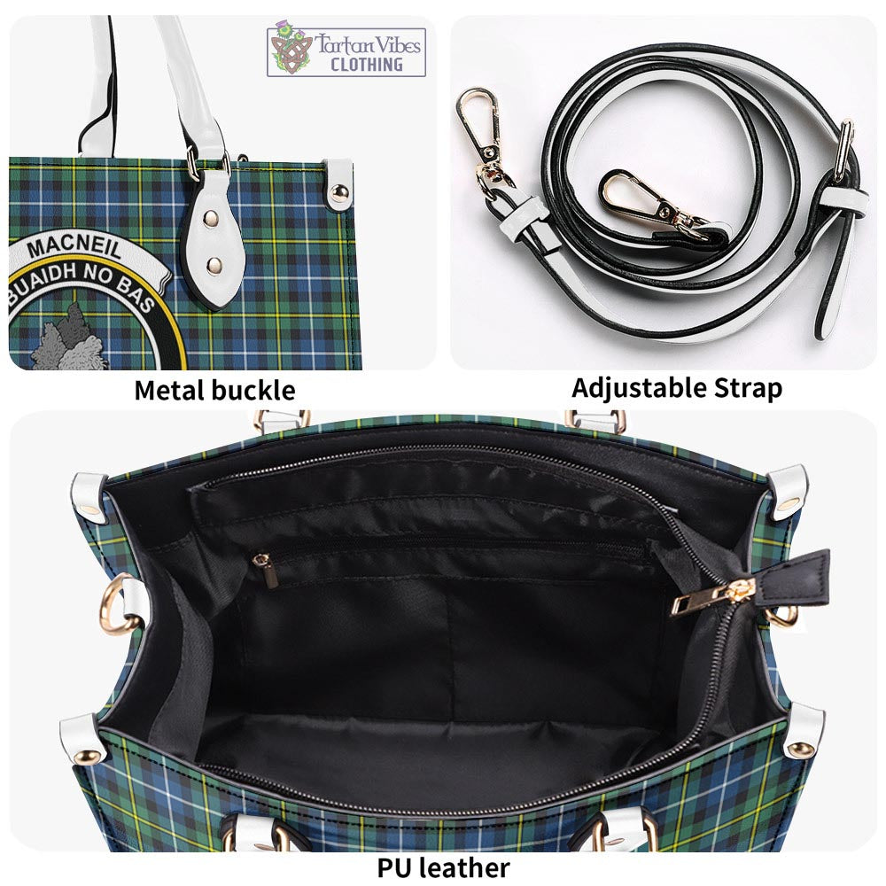 Tartan Vibes Clothing MacNeil of Barra Ancient Tartan Luxury Leather Handbags with Family Crest