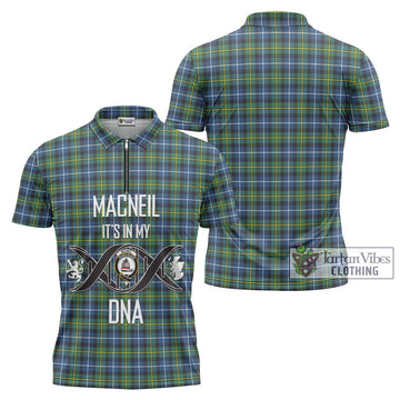 MacNeil of Barra Ancient Tartan Zipper Polo Shirt with Family Crest DNA In Me Style