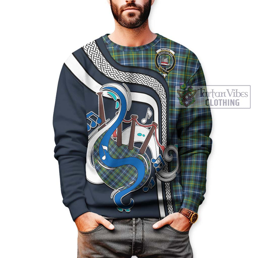 Tartan Vibes Clothing MacNeil of Barra Ancient Tartan Sweatshirt with Epic Bagpipe Style