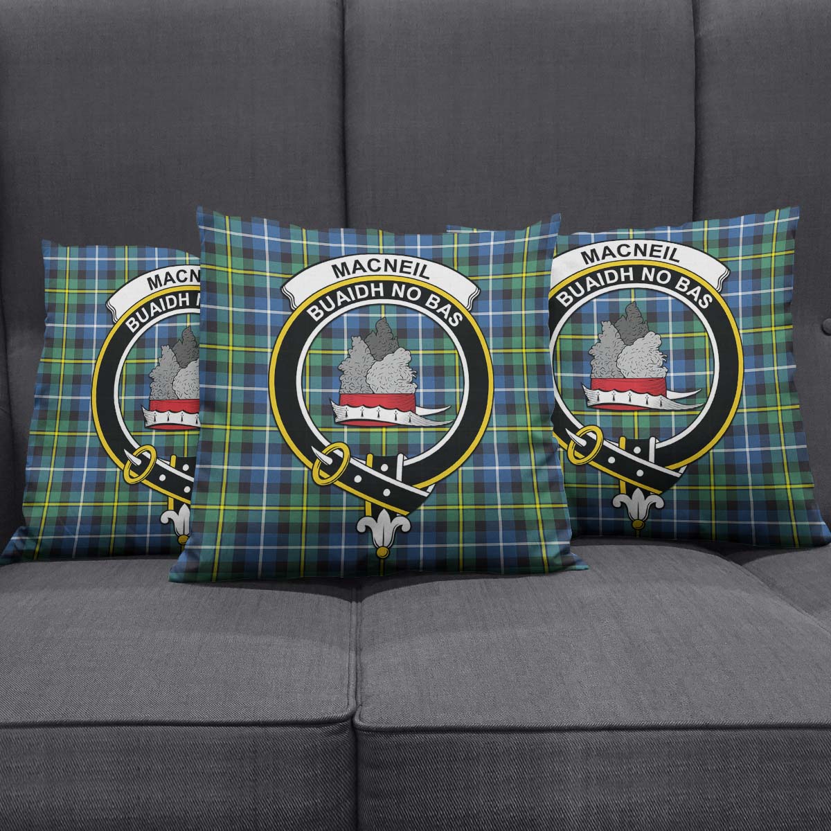 MacNeil of Barra Ancient Tartan Pillow Cover with Family Crest Square Pillow Cover - Tartanvibesclothing