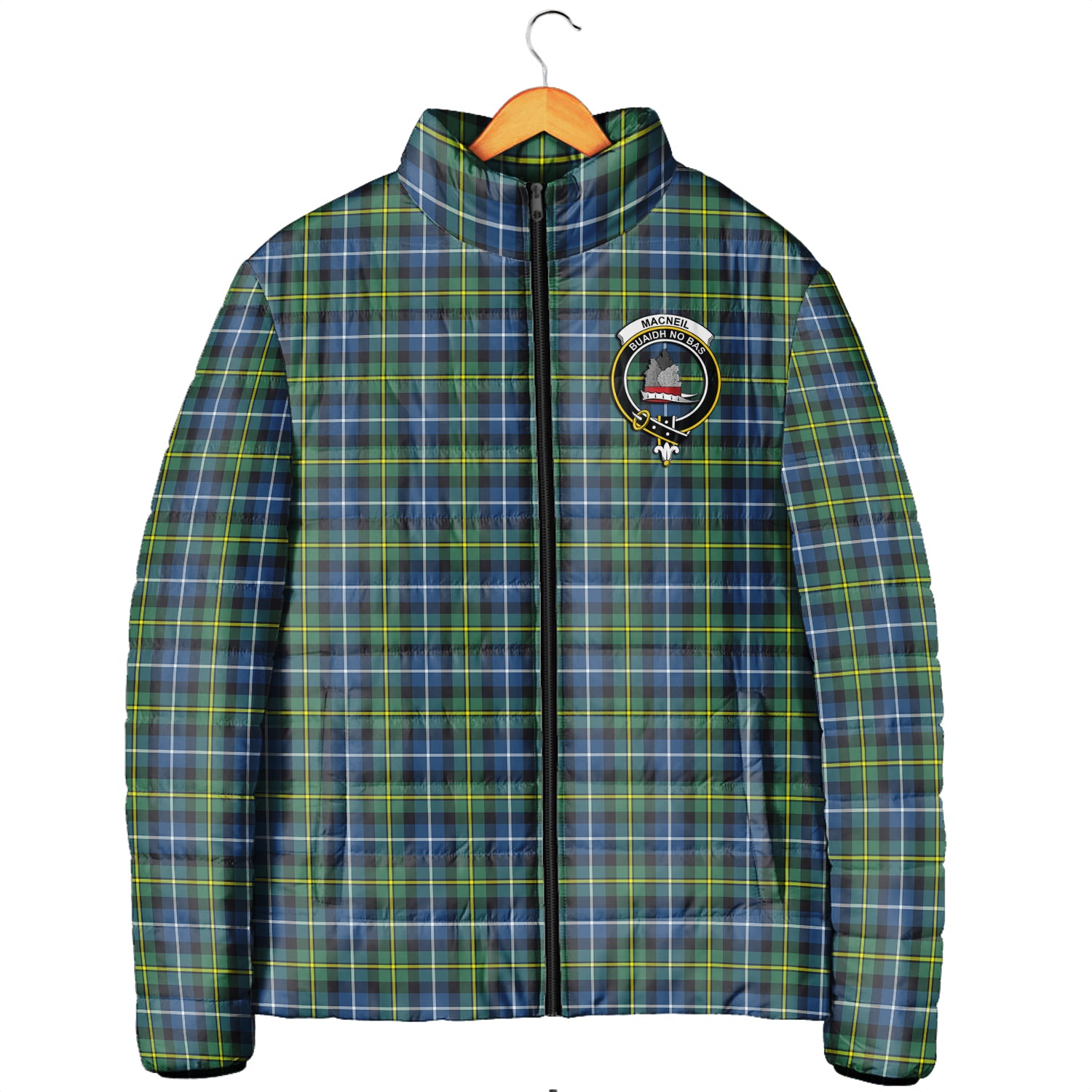 MacNeil of Barra Ancient Tartan Padded Jacket with Family Crest Men's Padded Jacket - Tartan Vibes Clothing