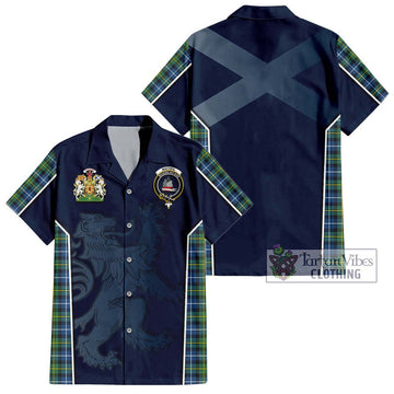 MacNeil of Barra Ancient Tartan Short Sleeve Button Shirt with Family Crest and Lion Rampant Vibes Sport Style