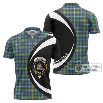 MacNeil of Barra Ancient Tartan Zipper Polo Shirt with Family Crest Circle Style