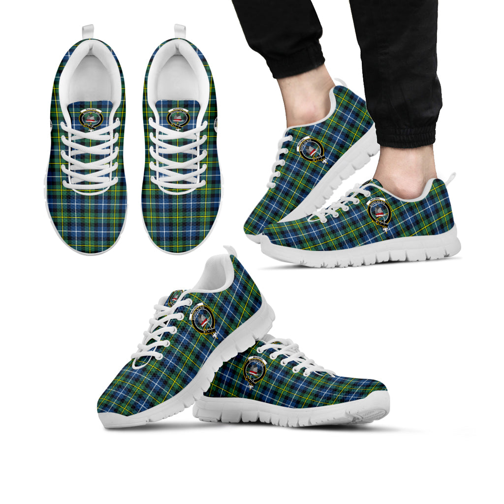 MacNeil of Barra Ancient Tartan Sneakers with Family Crest Kid's Sneakers - Tartan Vibes Clothing