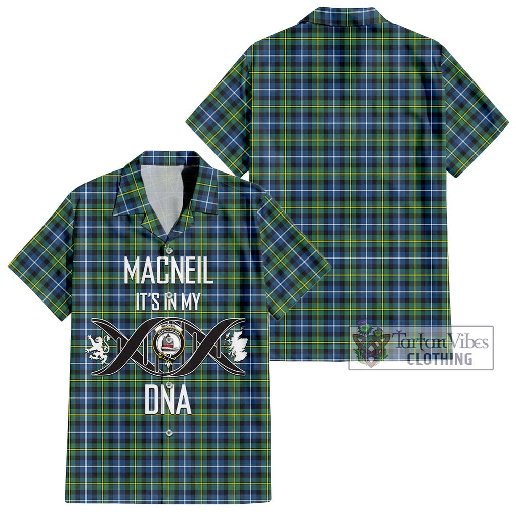 MacNeil of Barra Ancient Tartan Short Sleeve Button Shirt with Family Crest DNA In Me Style Kid - Tartanvibesclothing Shop