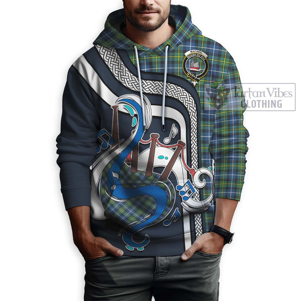 MacNeil of Barra Ancient Tartan Hoodie with Epic Bagpipe Style Zip Hoodie - Tartanvibesclothing Shop