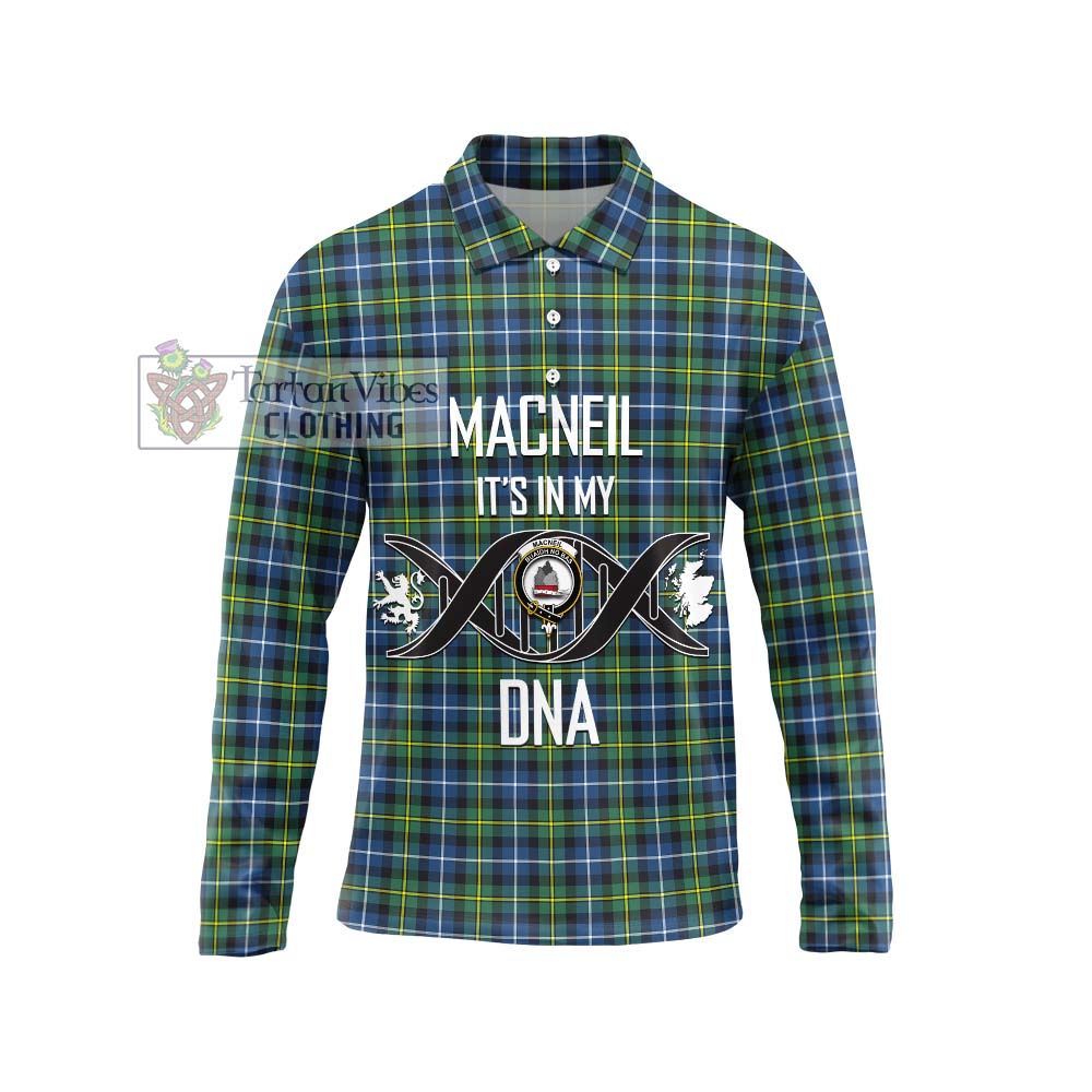 MacNeil of Barra Ancient Tartan Long Sleeve Polo Shirt with Family Crest DNA In Me Style Unisex - Tartanvibesclothing Shop