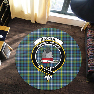 MacNeil of Barra Ancient Tartan Round Rug with Family Crest