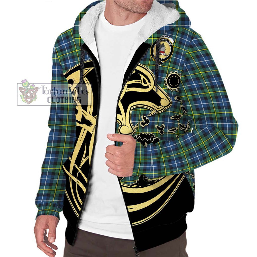 MacNeil of Barra Ancient Tartan Sherpa Hoodie with Family Crest Celtic Wolf Style Unisex S - Tartan Vibes Clothing