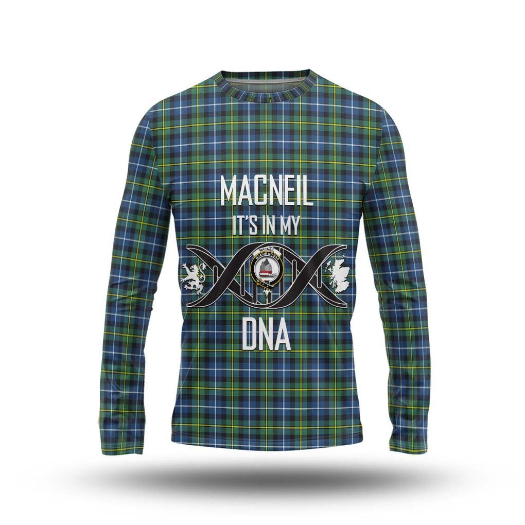 MacNeil of Barra Ancient Tartan Long Sleeve T-Shirt with Family Crest DNA In Me Style Unisex - Tartanvibesclothing Shop