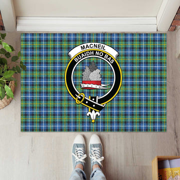 MacNeil of Barra Ancient Tartan Door Mat with Family Crest