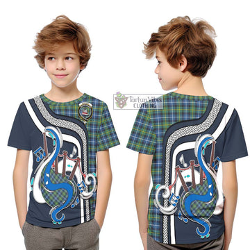 MacNeil of Barra Ancient Tartan Kid T-Shirt with Epic Bagpipe Style