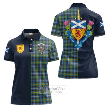 MacNeil of Barra Ancient Tartan Women's Polo Shirt Alba with Scottish Lion Royal Arm Half Style