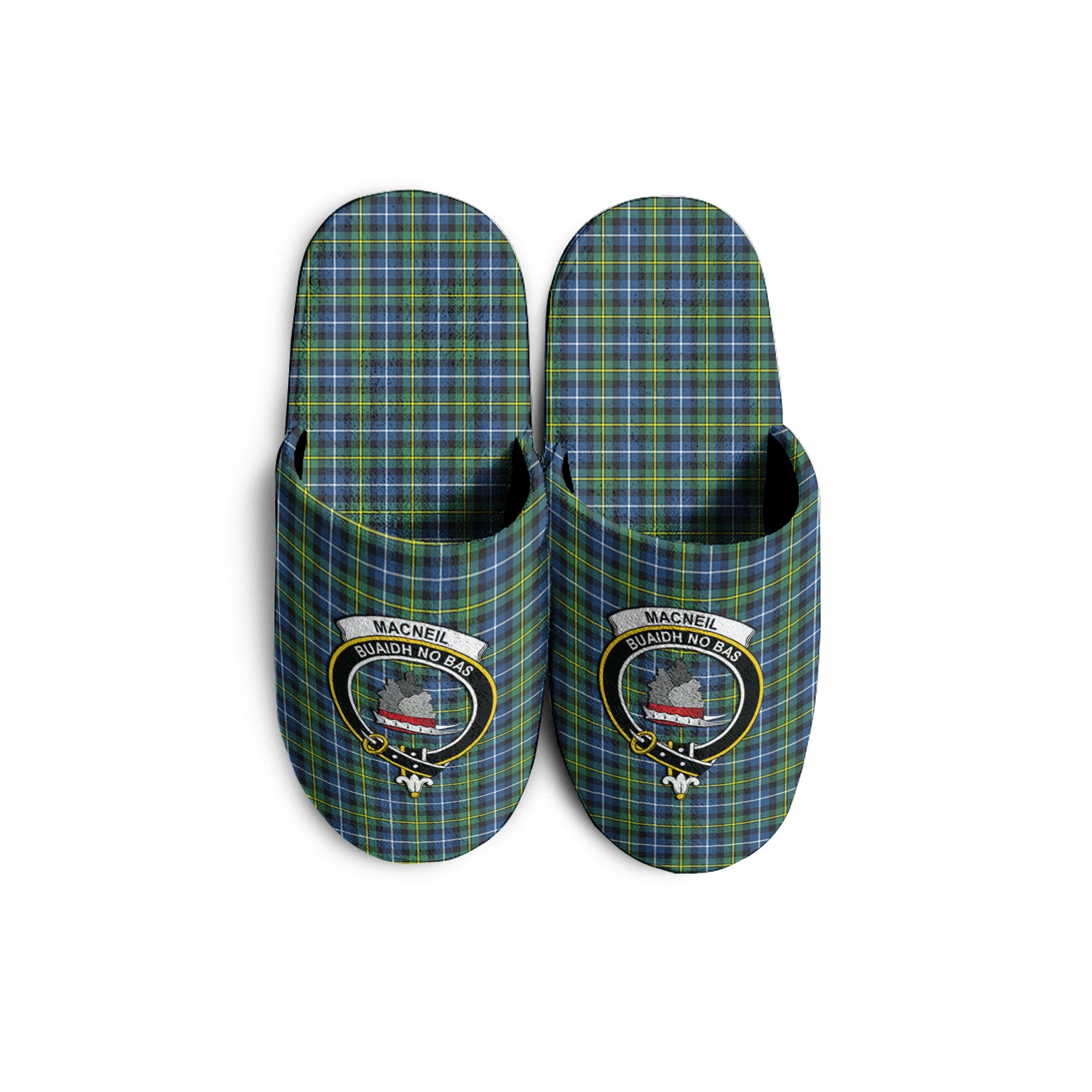 MacNeil of Barra Ancient Tartan Home Slippers with Family Crest - Tartanvibesclothing