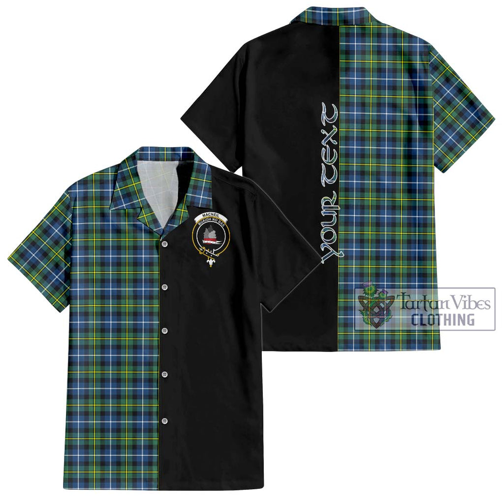 MacNeil of Barra Ancient Tartan Short Sleeve Button Shirt with Family Crest and Half Of Me Style Kid - Tartanvibesclothing Shop