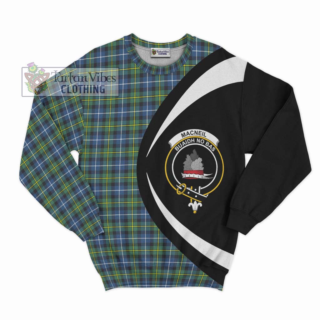 MacNeil of Barra Ancient Tartan Sweatshirt with Family Crest Circle Style Unisex - Tartan Vibes Clothing