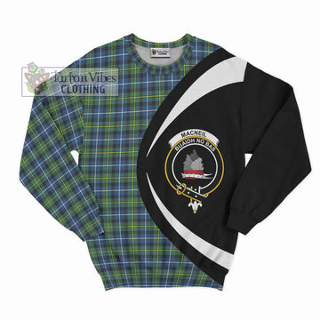 MacNeil of Barra Ancient Tartan Sweatshirt with Family Crest Circle Style