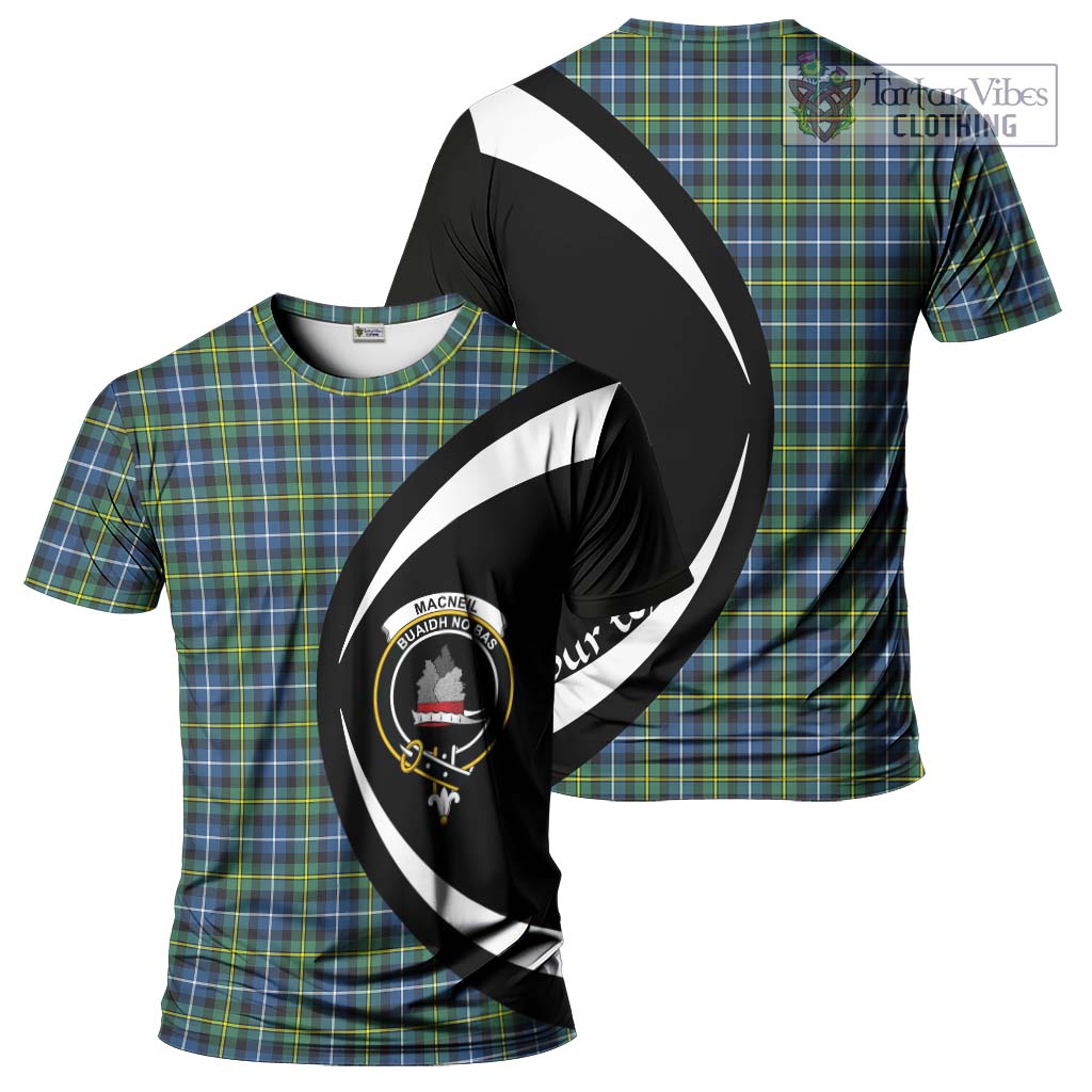 Tartan Vibes Clothing MacNeil of Barra Ancient Tartan T-Shirt with Family Crest Circle Style