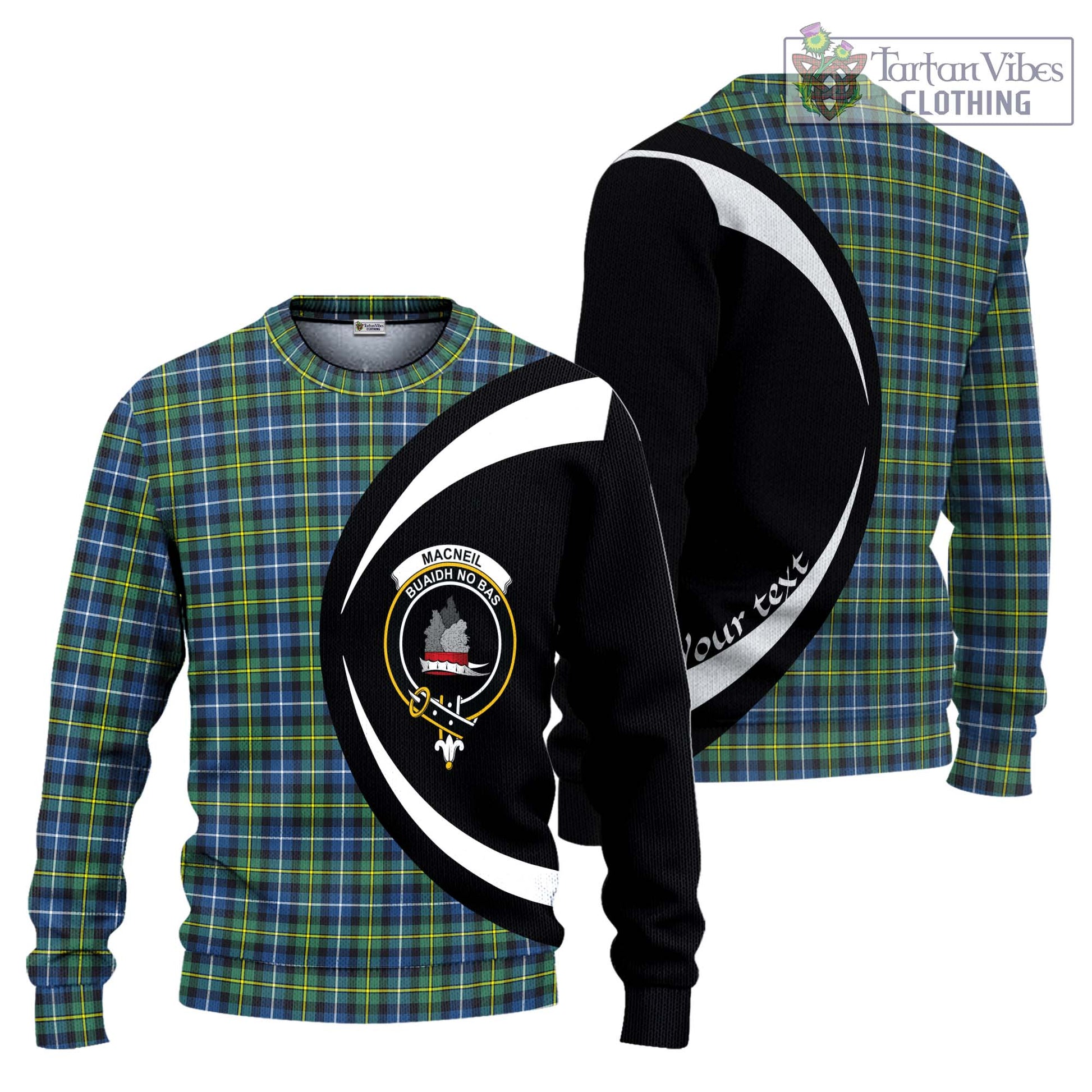 MacNeil of Barra Ancient Tartan Knitted Sweater with Family Crest Circle Style Unisex - Tartan Vibes Clothing