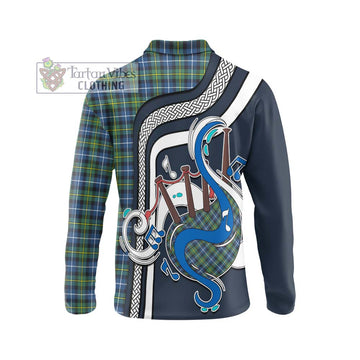 MacNeil of Barra Ancient Tartan Long Sleeve Polo Shirt with Epic Bagpipe Style