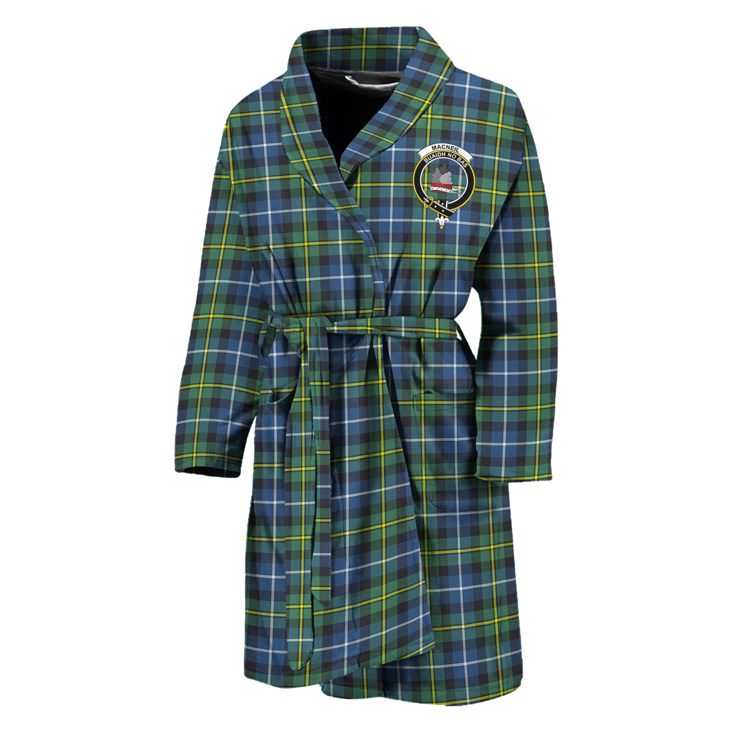 MacNeil of Barra Ancient Tartan Bathrobe with Family Crest Unisex M - Tartan Vibes Clothing