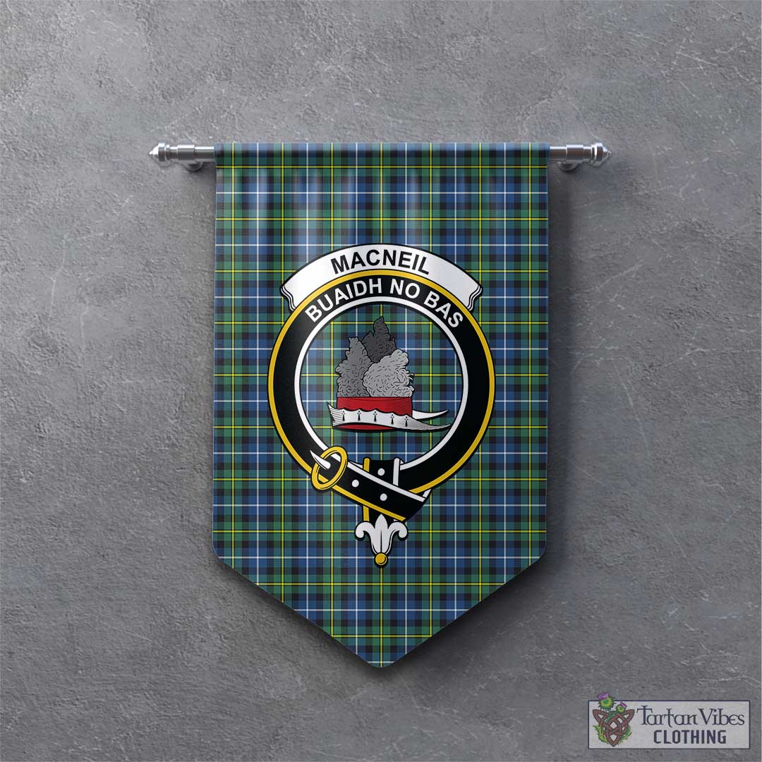 Tartan Vibes Clothing MacNeil of Barra Ancient Tartan Gonfalon, Tartan Banner with Family Crest