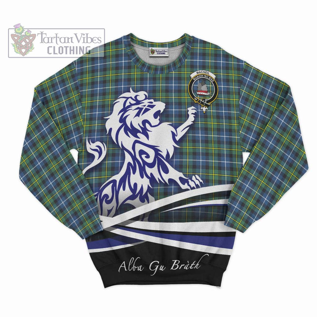 MacNeil of Barra Ancient Tartan Sweatshirt with Alba Gu Brath Regal Lion Emblem - Tartanvibesclothing Shop