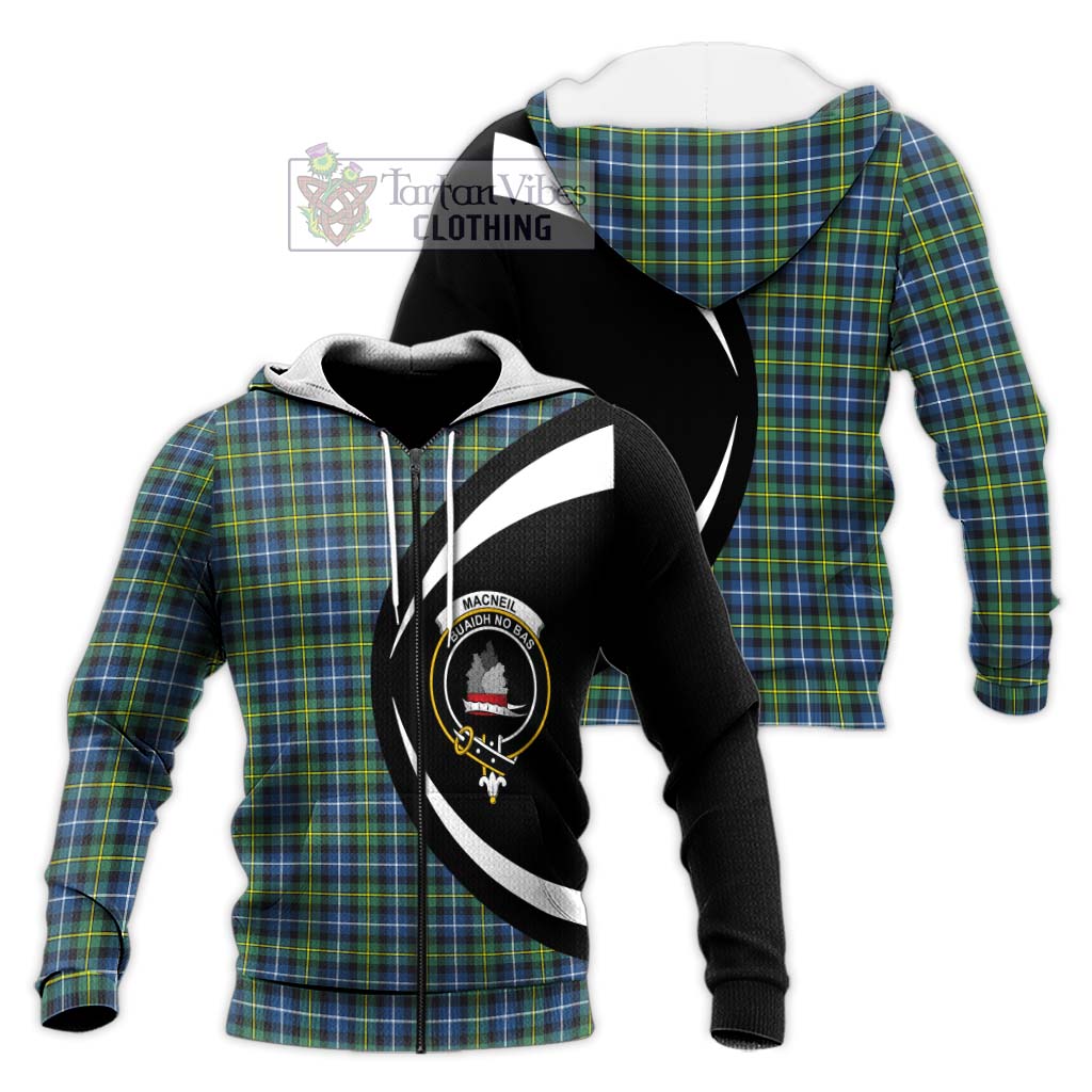 MacNeil of Barra Ancient Tartan Knitted Hoodie with Family Crest Circle Style Unisex Knitted Zip Hoodie - Tartan Vibes Clothing