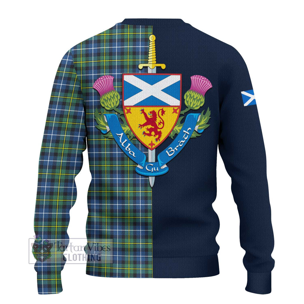 Tartan Vibes Clothing MacNeil of Barra Ancient Tartan Knitted Sweater with Scottish Lion Royal Arm Half Style