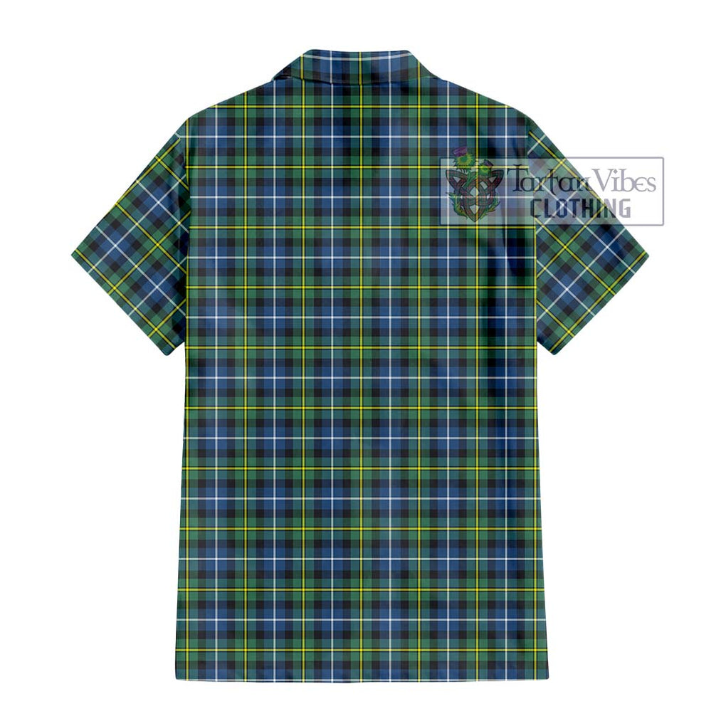 MacNeil of Barra Ancient Tartan Short Sleeve Button Shirt with Family Crest DNA In Me Style - Tartanvibesclothing Shop