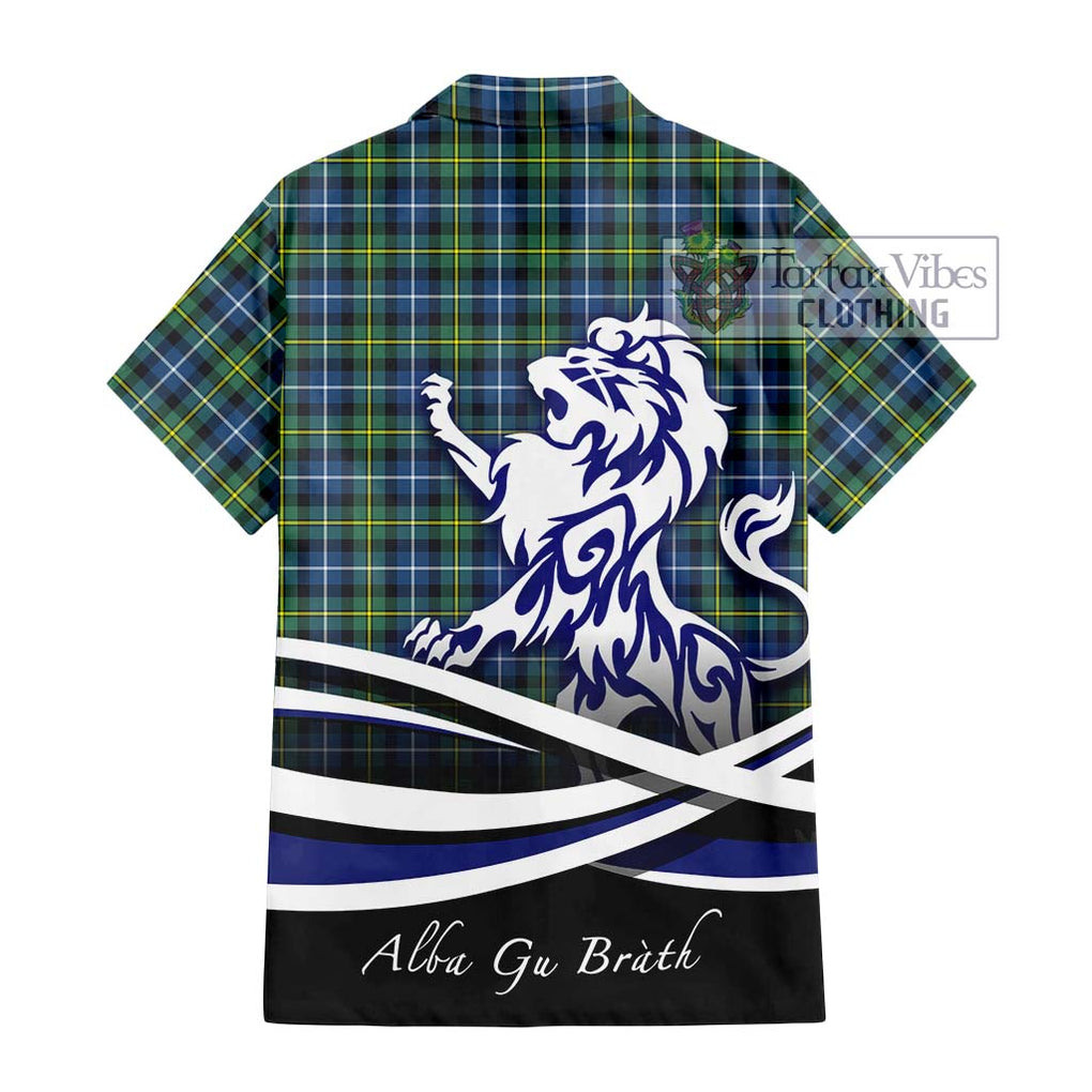 MacNeil of Barra Ancient Tartan Short Sleeve Button Shirt with Alba Gu Brath Regal Lion Emblem - Tartanvibesclothing Shop