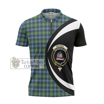 MacNeil of Barra Ancient Tartan Zipper Polo Shirt with Family Crest Circle Style